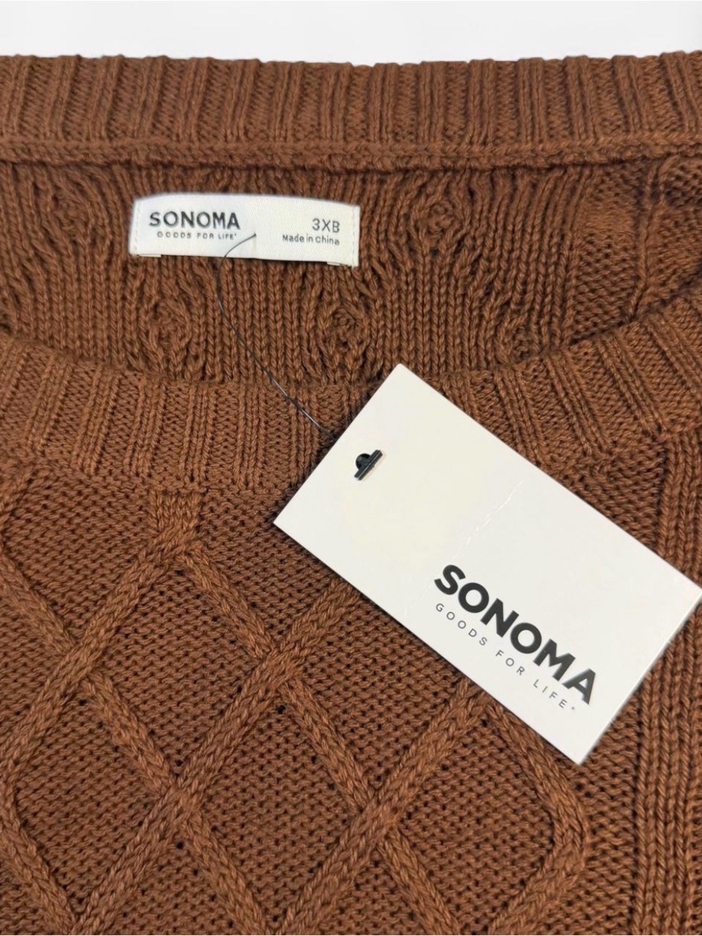NWT - Sonoma Cable Knit Men's Sweater - Brown - Picture 3 of 7